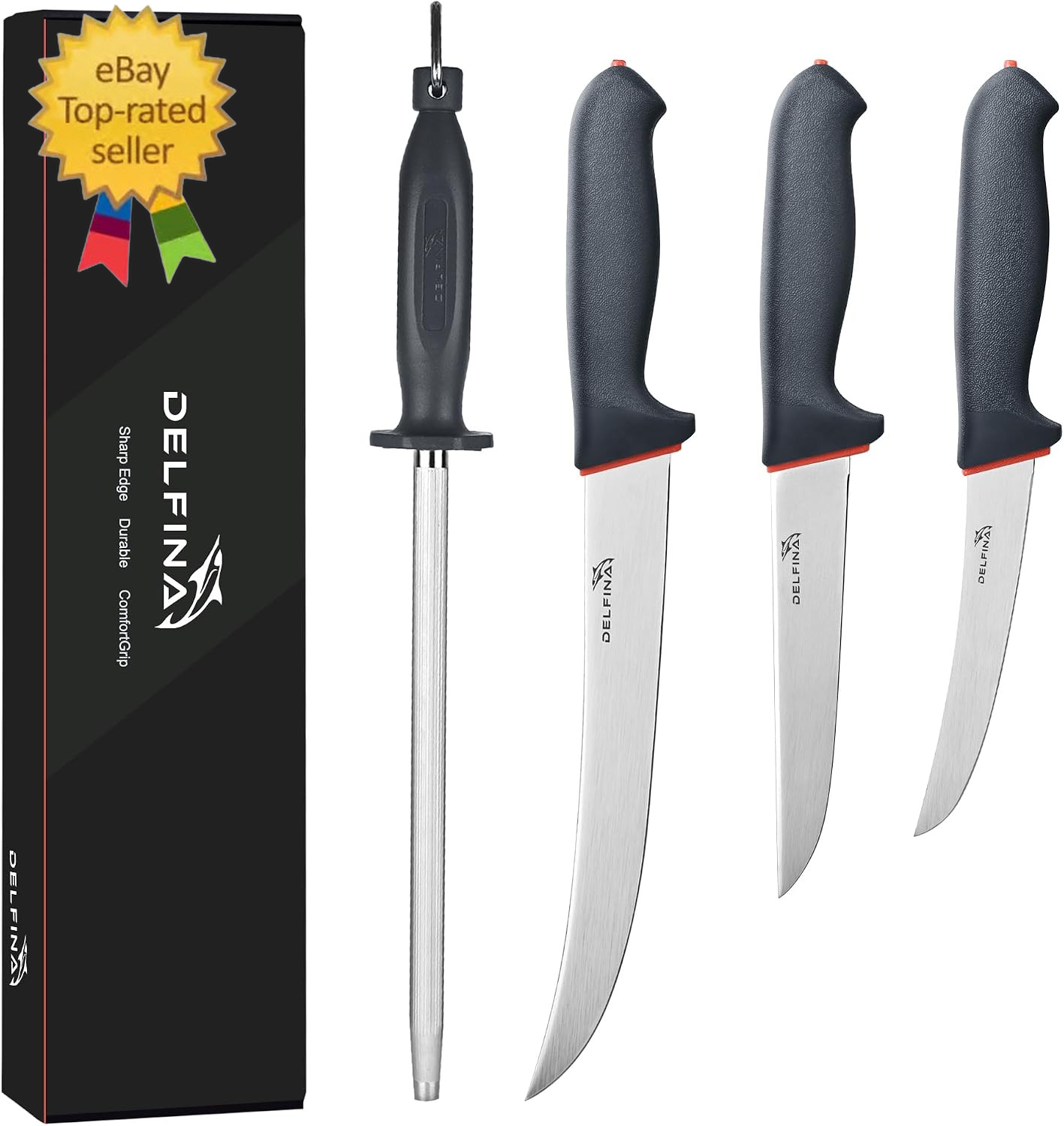 4 PCS Butcher Knife Set, German 1.4116 Steel Blade for Meat Cutting Skinning Bon