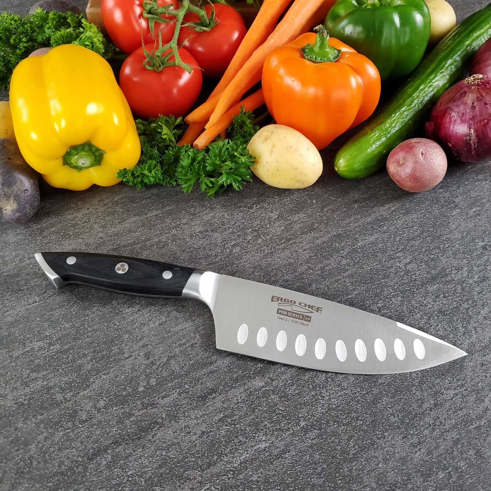 Ergo Chef Knife Block Set 11pc Pro Series 2.0 Forged Knives Acacia Wood Block