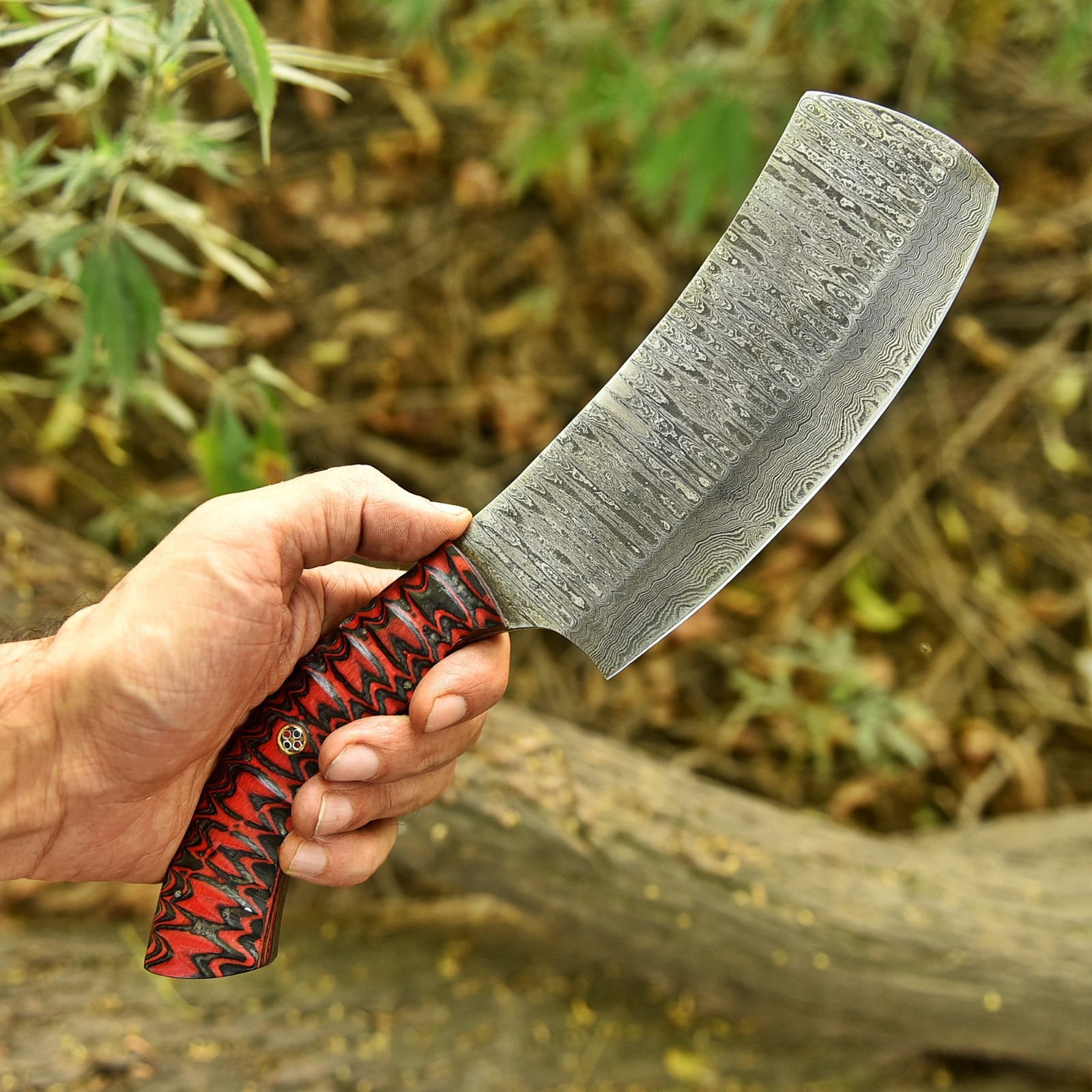 CUSTOM HANDMADE FORGED DAMASCUS STEEL BLADE CLEAVER MEAT CHOPPER CHEF KNIFE-2559