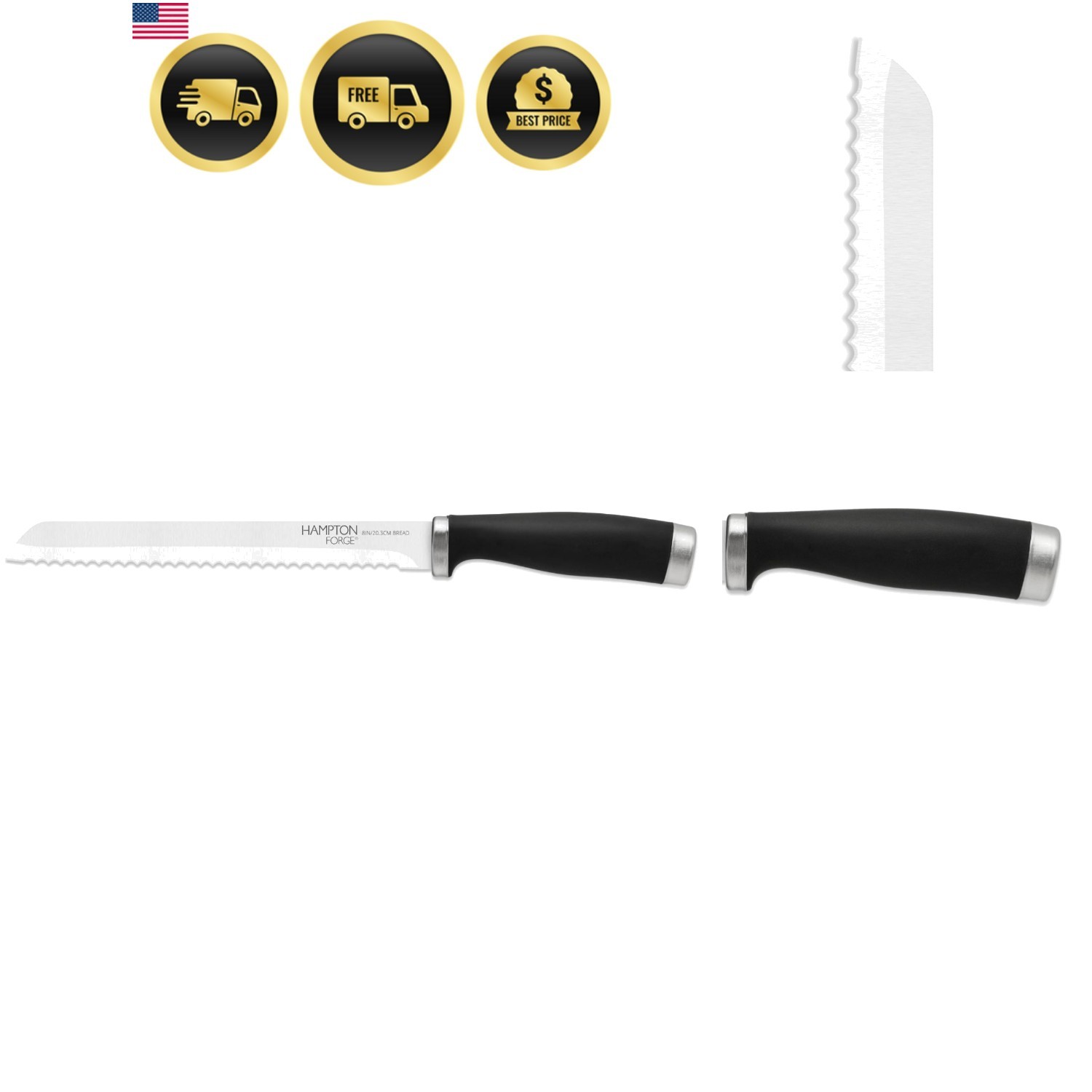 Epicure Bread Knife, Black