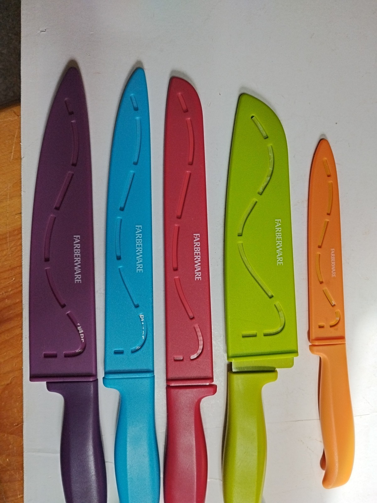 Farberware Cutlery Knife Set 5 Piece Red Orange Green Blue Purple With Sheaths