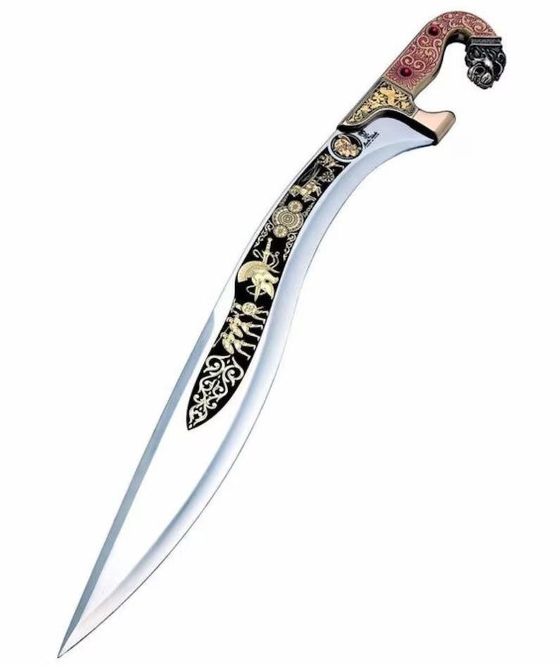 CUSTOM HANDMADE FALCATA LEBRIAN STEEL SWORD FOR LEATHER SHEATH