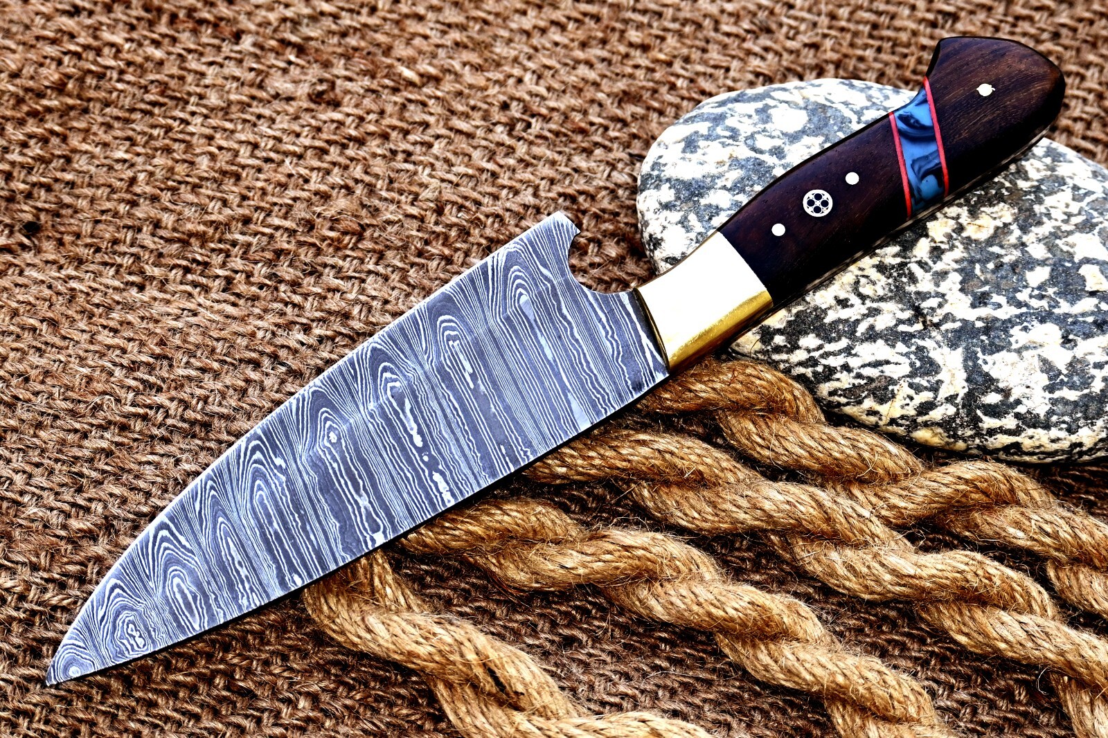 Damascus Chef Knife Custom Made Kitchen Knife -Hand Forged Damascus Steel 2650