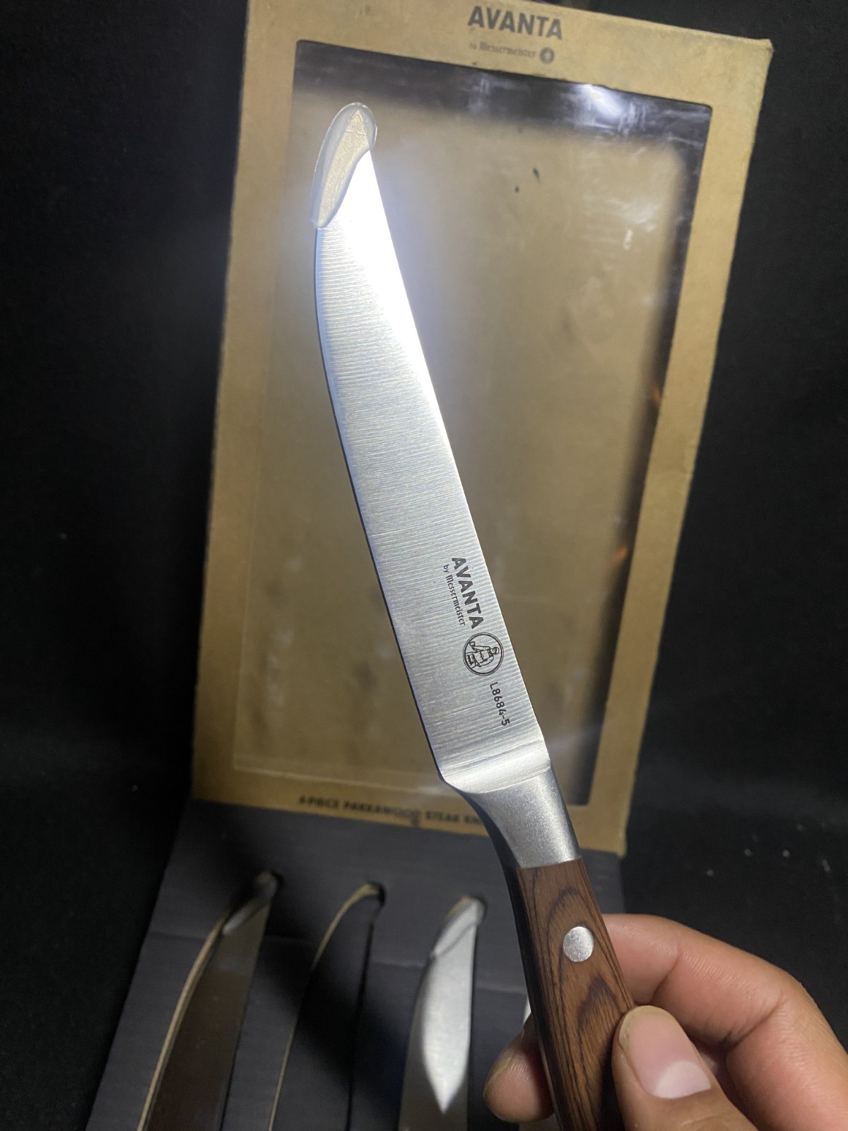 Messermeister Avanta 4-Piece Steak Knife Set German Stainless Steel Pakkawood