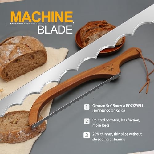 Sourdough Bread Knife, Bread Slicer for Homemade, 16″ Wooden Bread Cutter |
