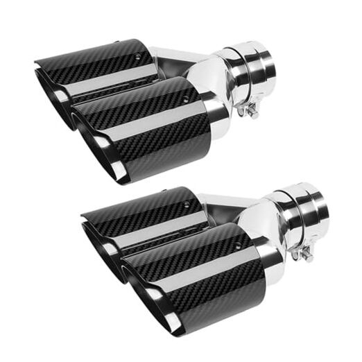 2.5-Inch Inlet 3.14-Inch Outlet Set of Dual Car Exhaust Tips 2.5 INCH Silver