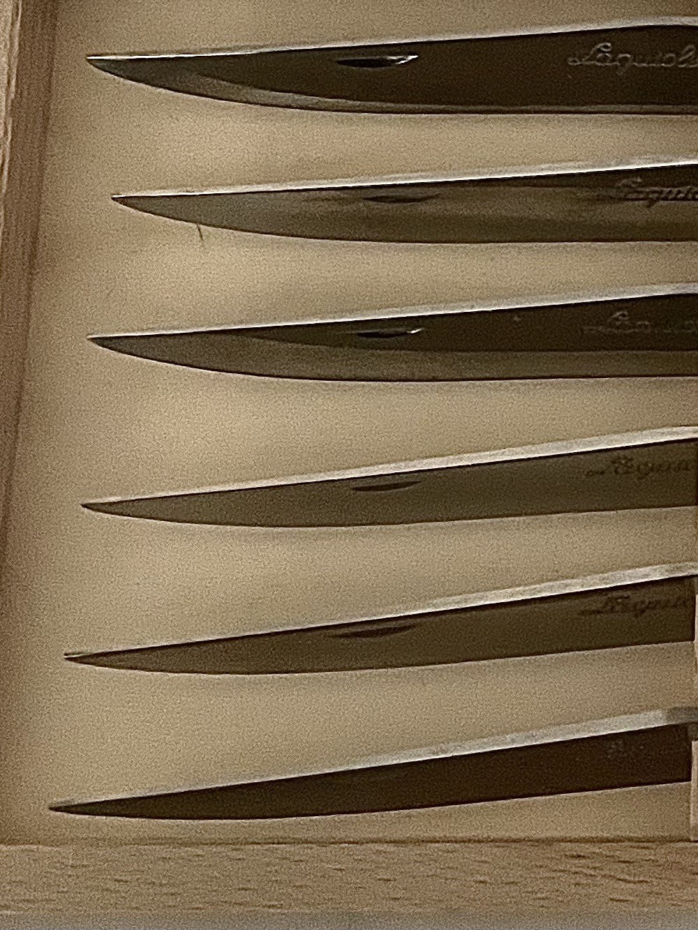 Laguoile 6-Piece Steak Knife Set Ivory Handles Stainless Steel Blades Wood Box