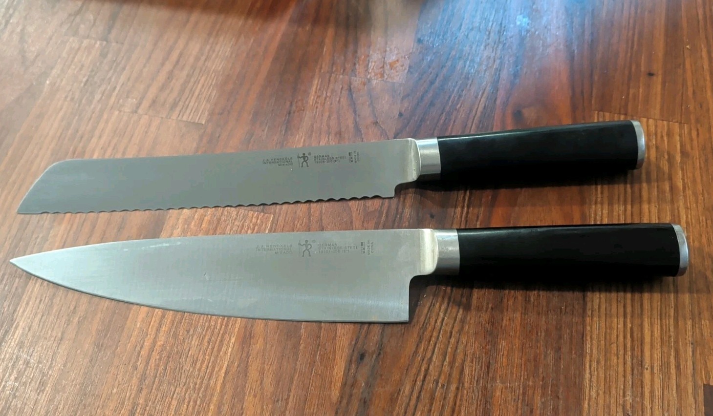 J.A. Henckels 8″ Mikado Chef Knife 19101 & 8″ Serated Bread Knife 19106