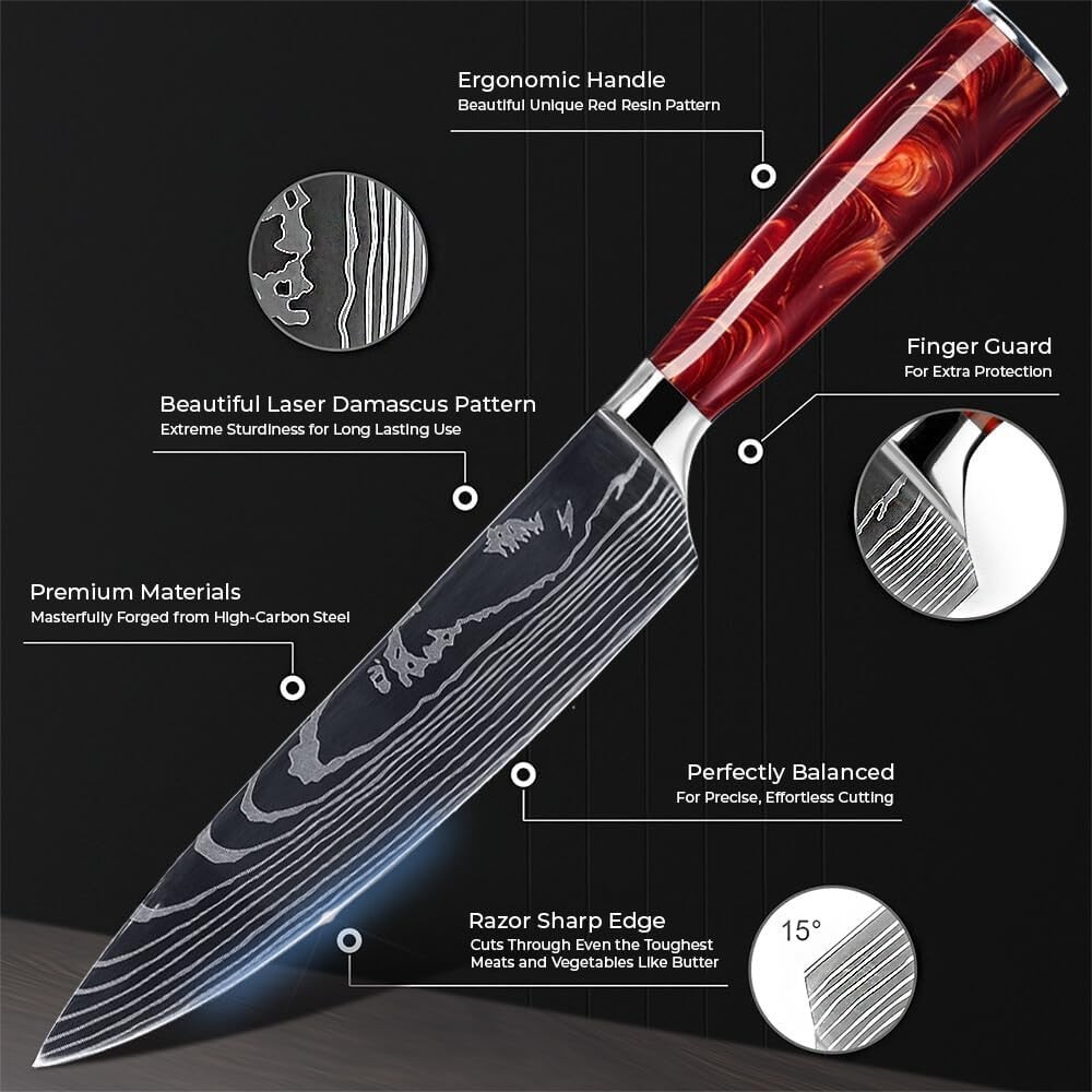 MultiFunction Stainless Steel Knife Resin Handle Ultra Sharp Housewarming Gift