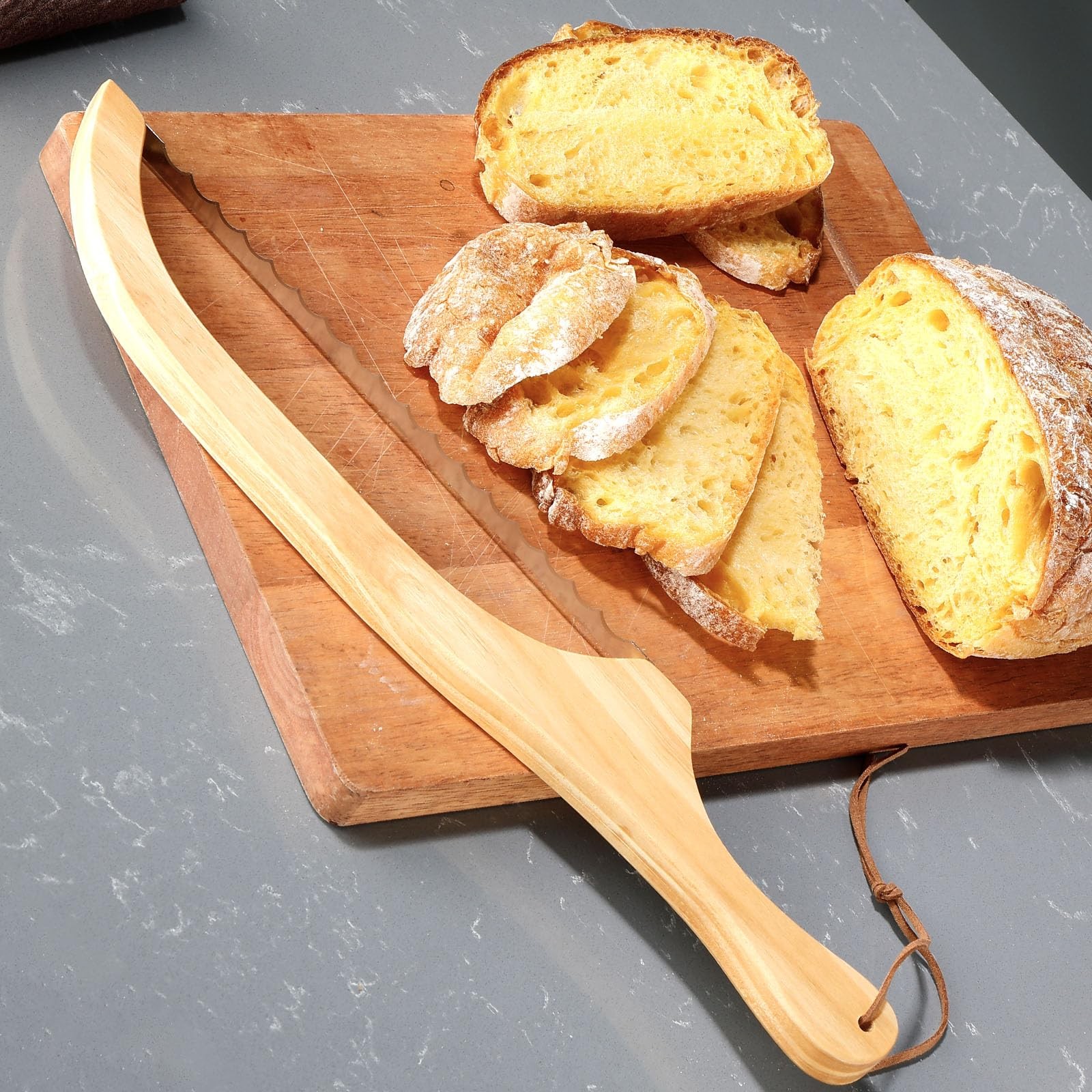 15.7 Inch Serrated Sourdough Bread Knife Slicer Homemade Bow Design Cutter