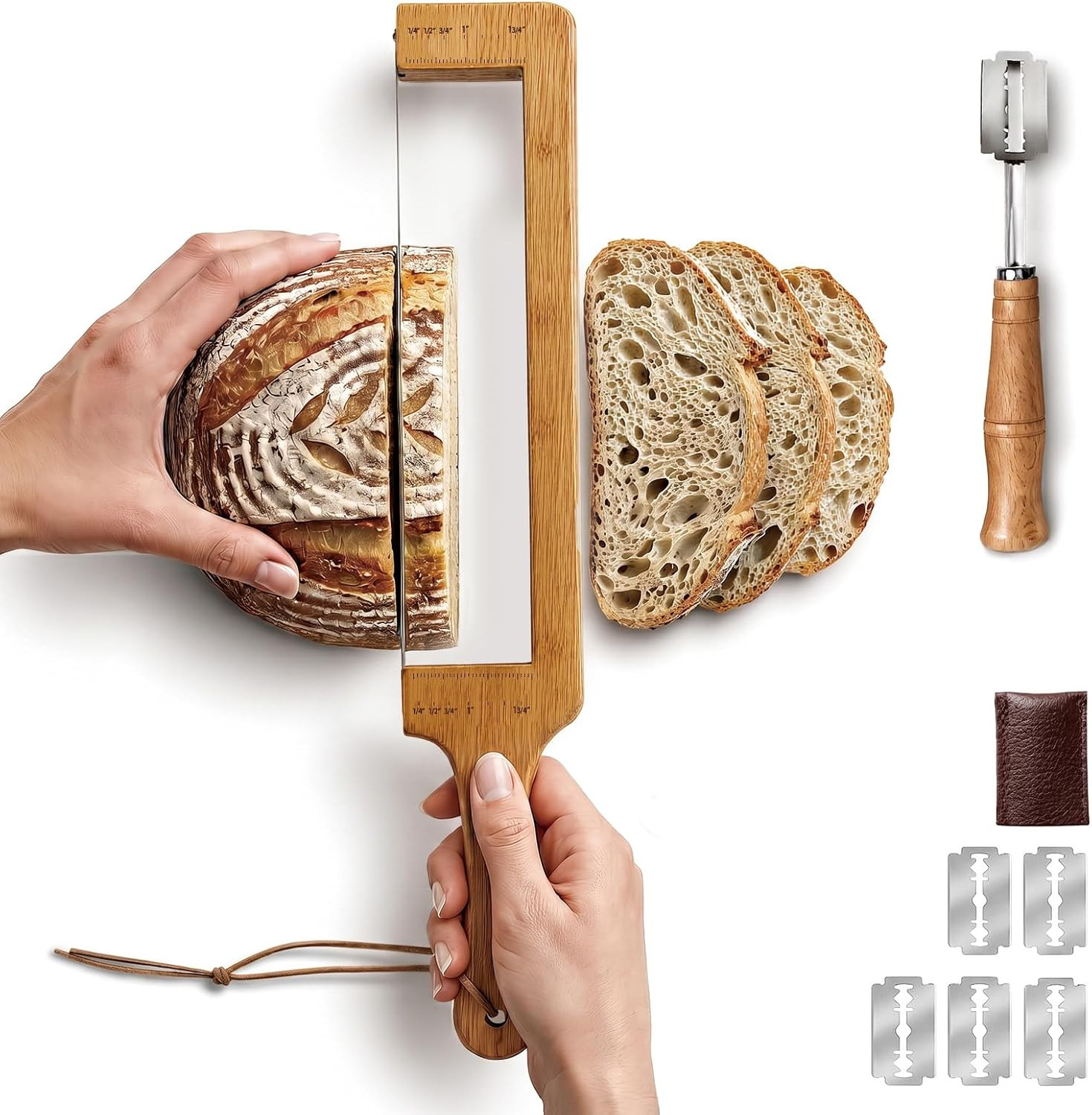 Bread Slicer for Homemade Bread Sourdough,Bread Knife with Scoring Tool | 304 St