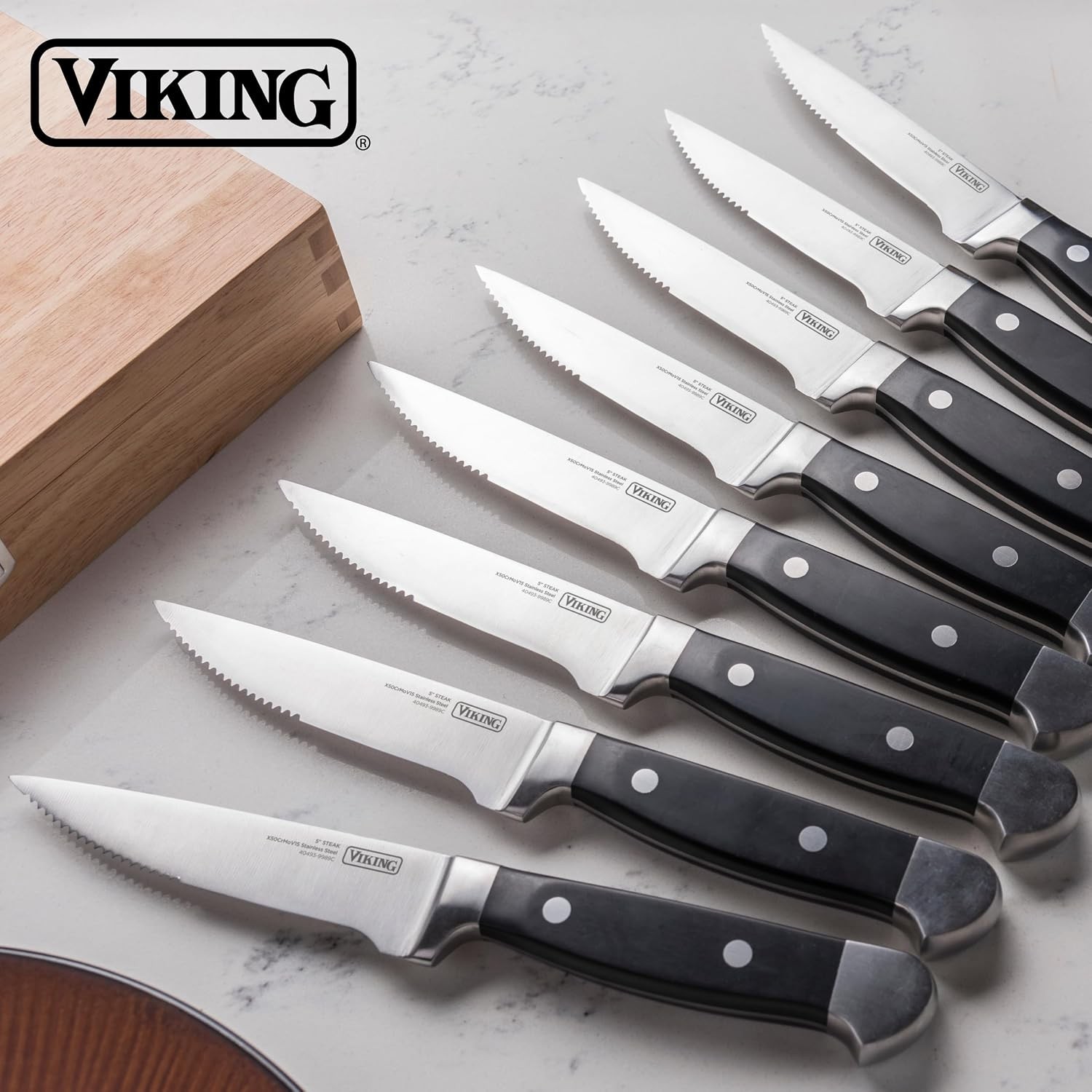 Steak Knife Set 8 Piece Stainless Steel Knives with ABS Polymer Handles and
