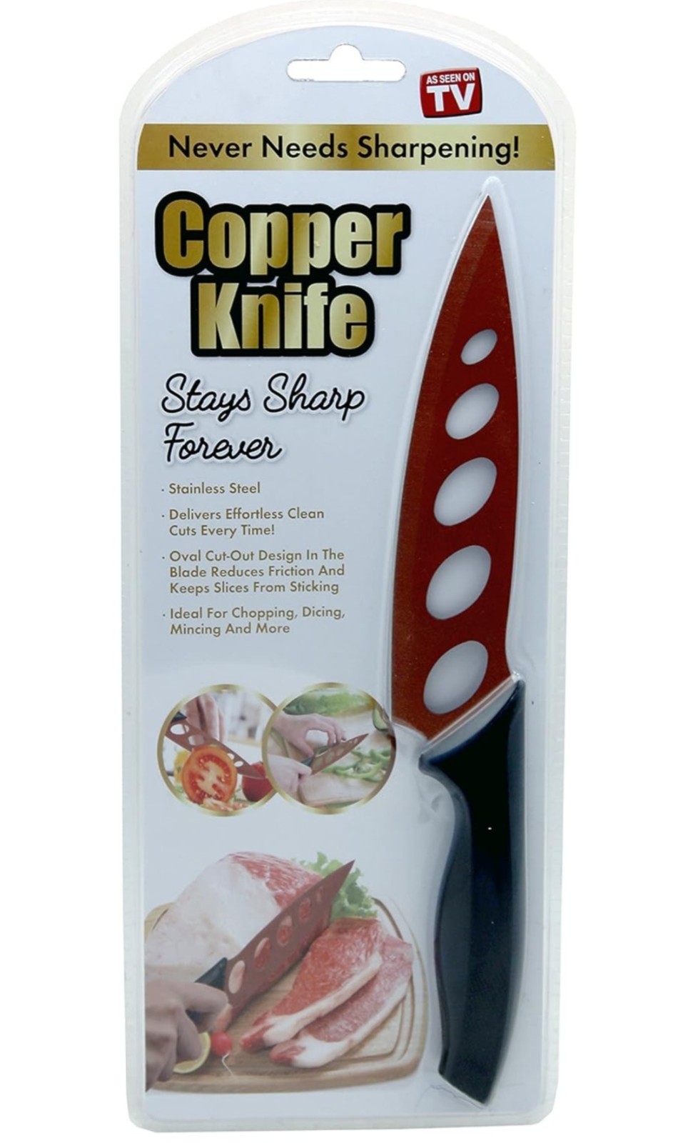 Home Innovations Copper Stainless Steel Chef’s Knife 5.5 in Ergonomic Handle