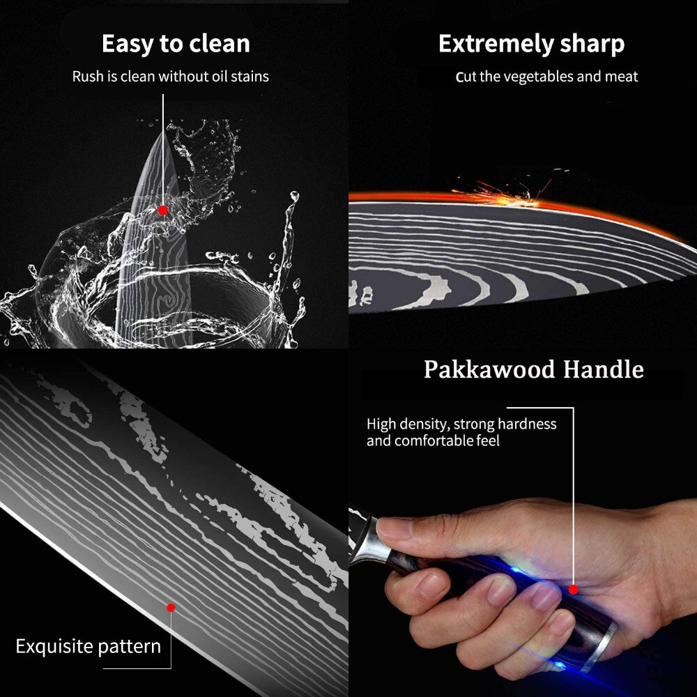 Japanese Chef Knife Professional Kitchen Knife for Steak and Vegetables Forged