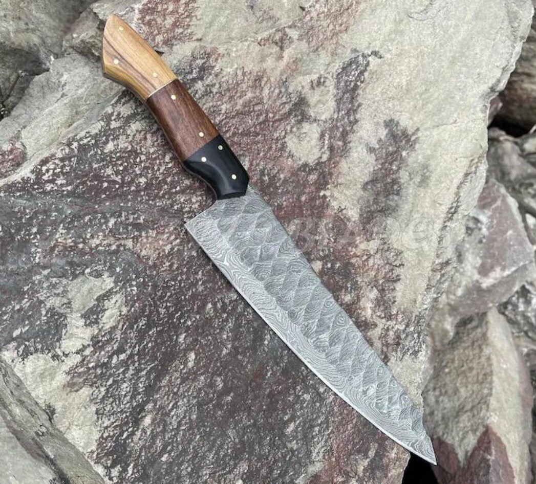 12” Handmade Damascus Fixed Blade Chef Knife Japanese Bunka Kitchen Knife X854