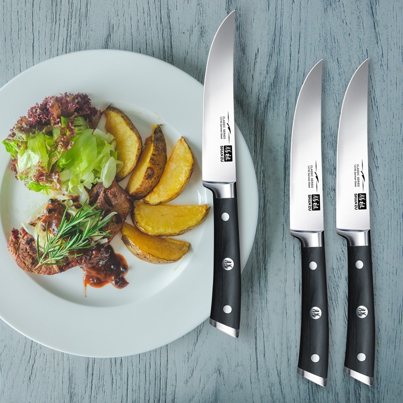 SHAN ZU Kitchen Knife Set with Block, 14-Piece Professional German Chef’s Knife