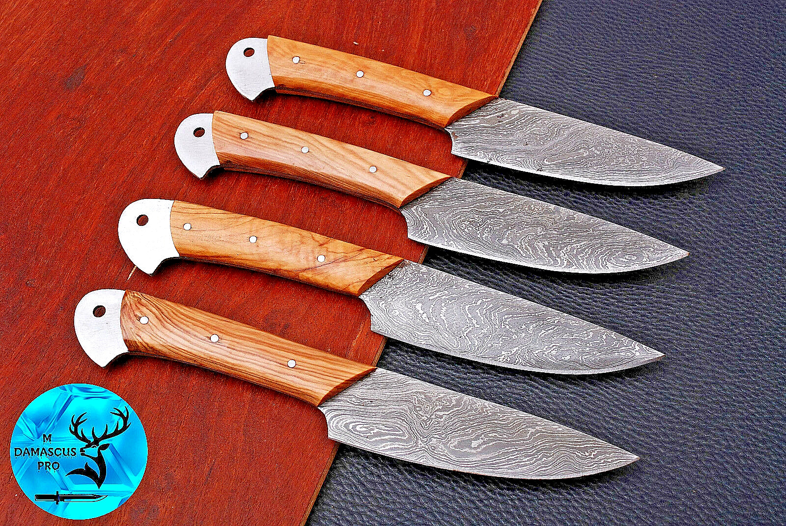CUSTOM HANDMADE FORGED DAMASCUS STEEL STEAK CHEF KNIFE KITCHEN KNIVES SET 1510