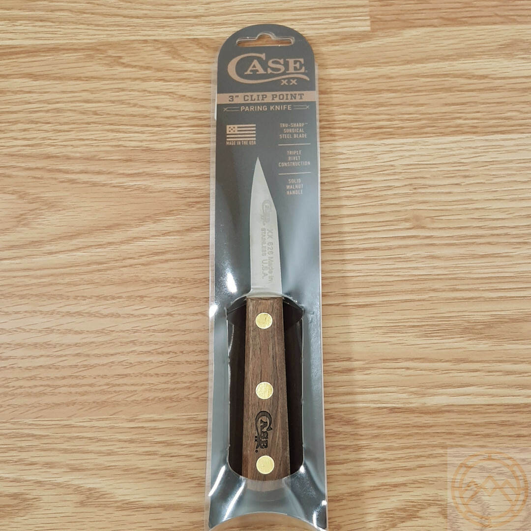 Case XX Kitchen Paring Knife 3″ Stainless Steel Blade Solid Brown Walnut Handle