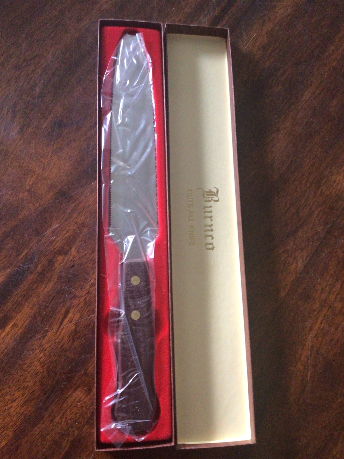 Vintage Burnco Cuts- All Knife In Original Box Stainless Japan Wood Handle
