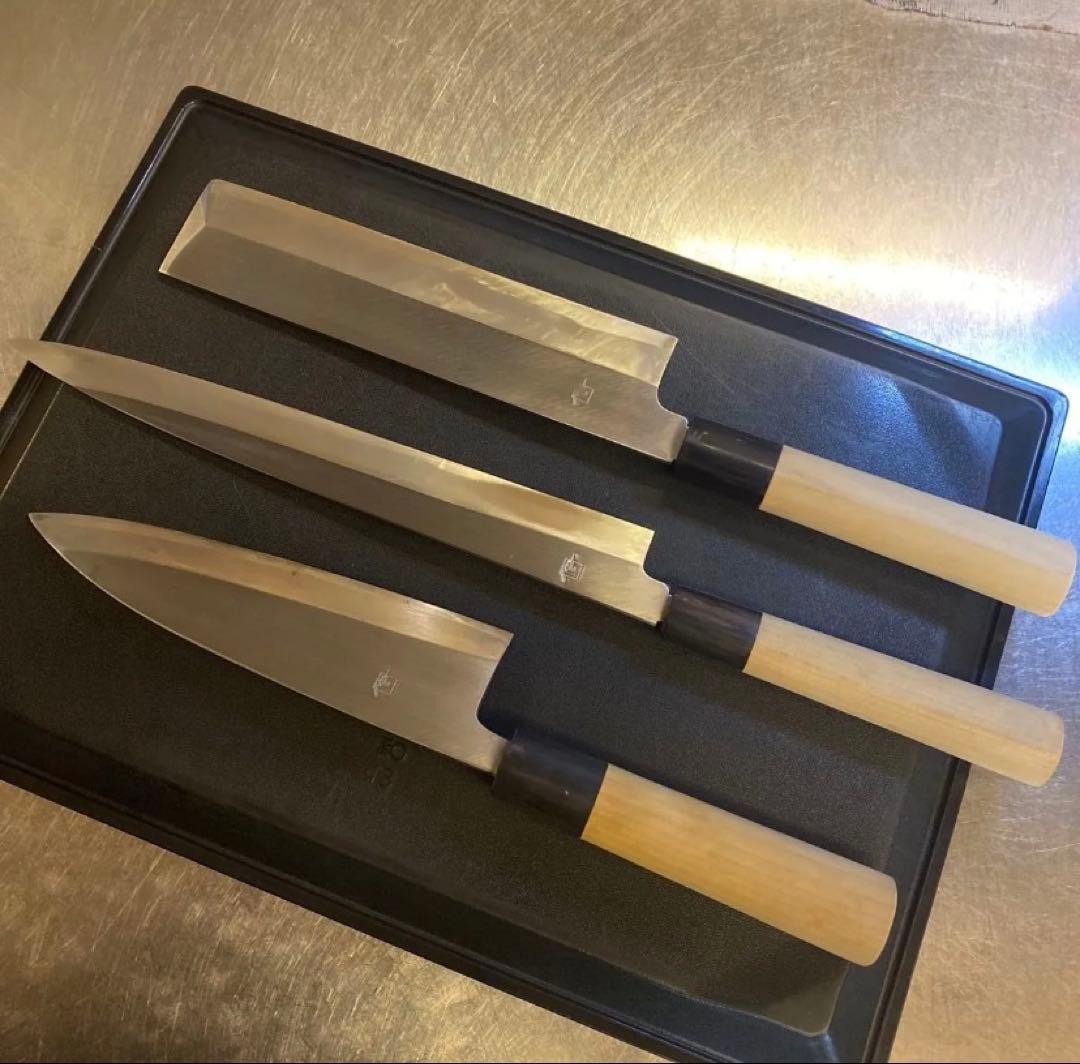 Misono Japanese Knife Set Yanagiba Deba Usuba Kitchen Knives Used, No Split