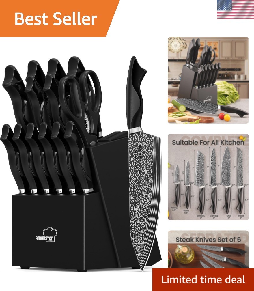 Knife Set, 5 Pieces Kitchen Knife Set with Built in Sharpener, High Carbon Ge…