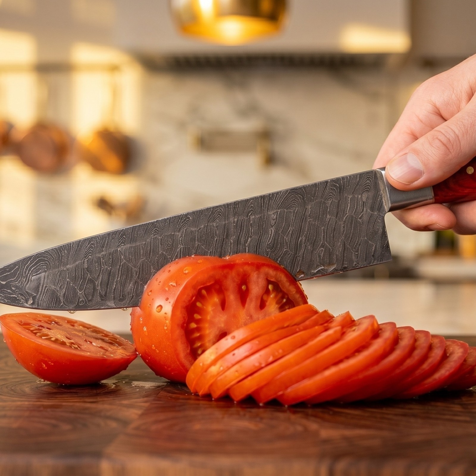 Handmade Damascus Steel 5Pc Chef Knife Set For Kitchen Cooking With Roll Bag