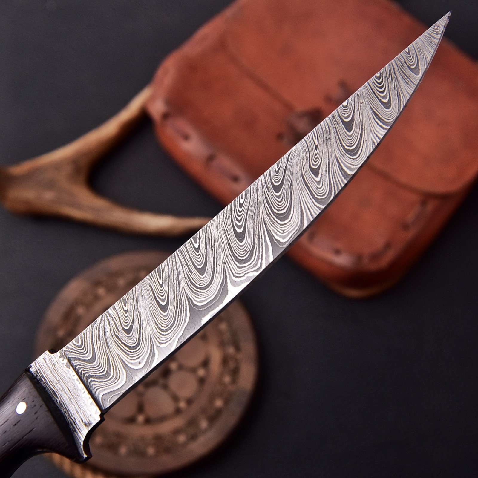 Custom Hand Made Forged Damascus Steel Kitchen Fillet Chef Knife HH 206