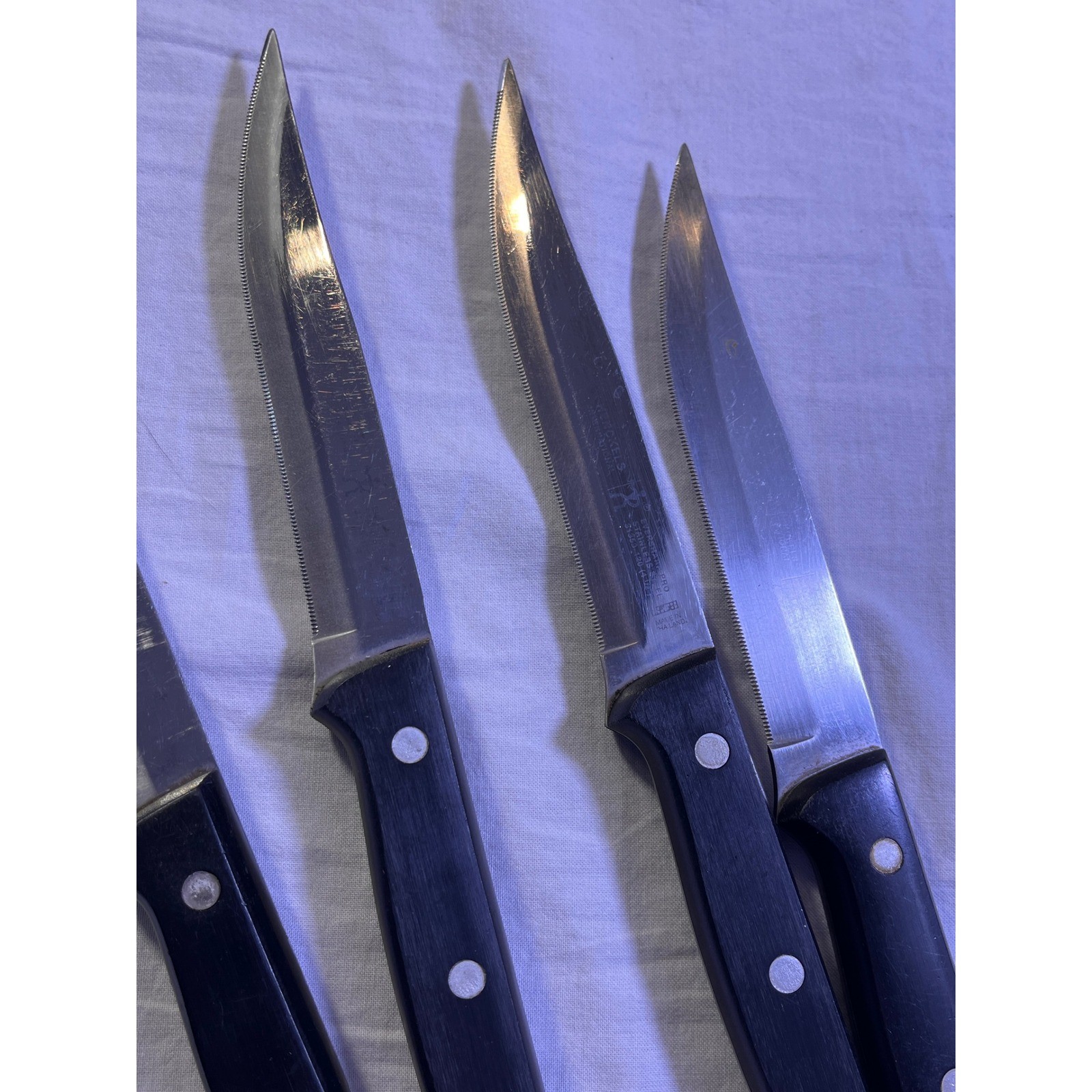 J.A. Henckels Knife Set Unisex 8pc Black Pre-Owned Stainless Steel Spain Santoku