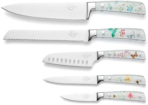 Butterfly Meadow 6-Piece Block Set, one size, White,Kitchen & Steak Knives