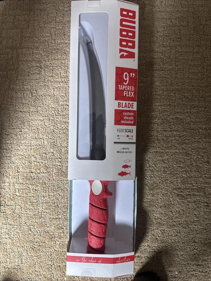 NEW BUBBA 9″ Tapered Flex Fillet Knife BB1-9TF Fixed Blade w/ Sheath Fishing NIB