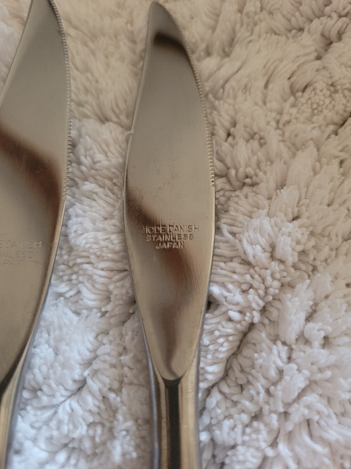 Vtg. Mode Danish Teak wood handle steak/serv. knife set of 3 Stainless Japan