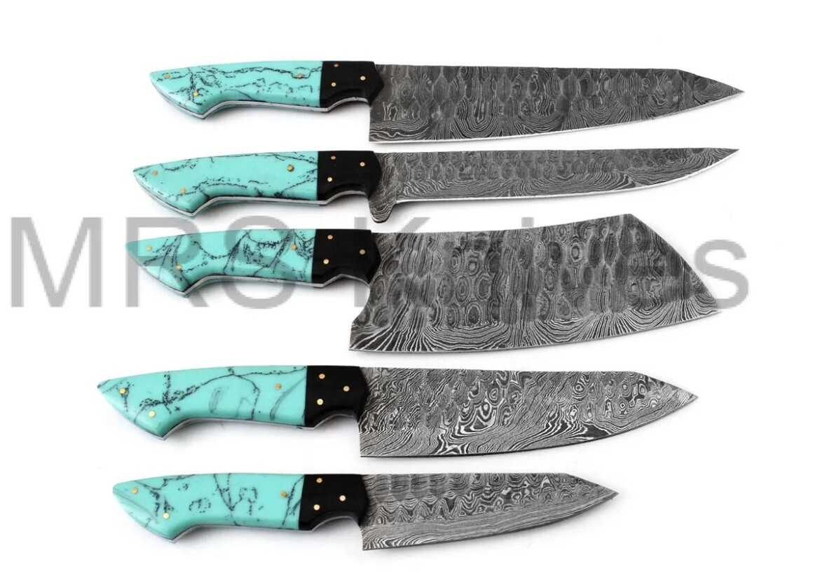 HANDMADE DAMASCUS STEEL CHEF KNIFE SET KITCHEN KNIVES SET