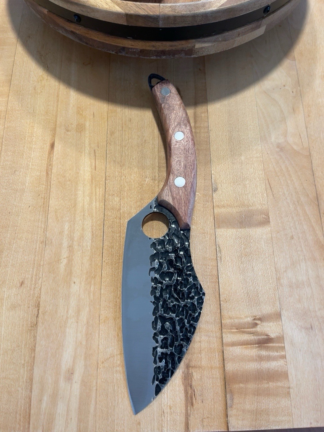 Matsato Chef Kitchen Knife 10.5” Hammered Stainless Steel Blade Wood Handle Box