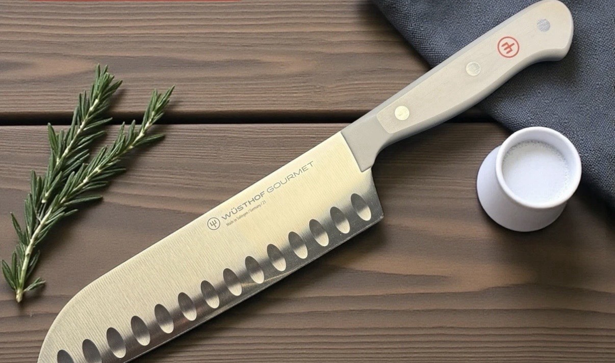 Wusthof Gourmet 7 inch Santoku Hollow Edge Chef’s Knife Blue