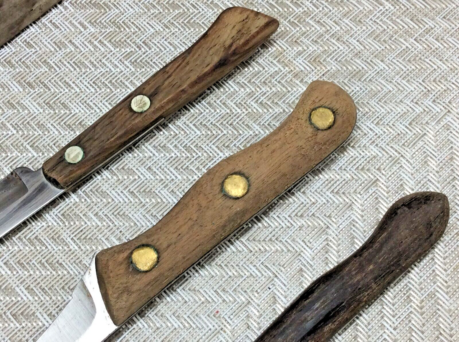 Mixed Lot Of 3 Paring/Steak Knives Stainless 3″ – 5″ Blades Wood Handles Vintage