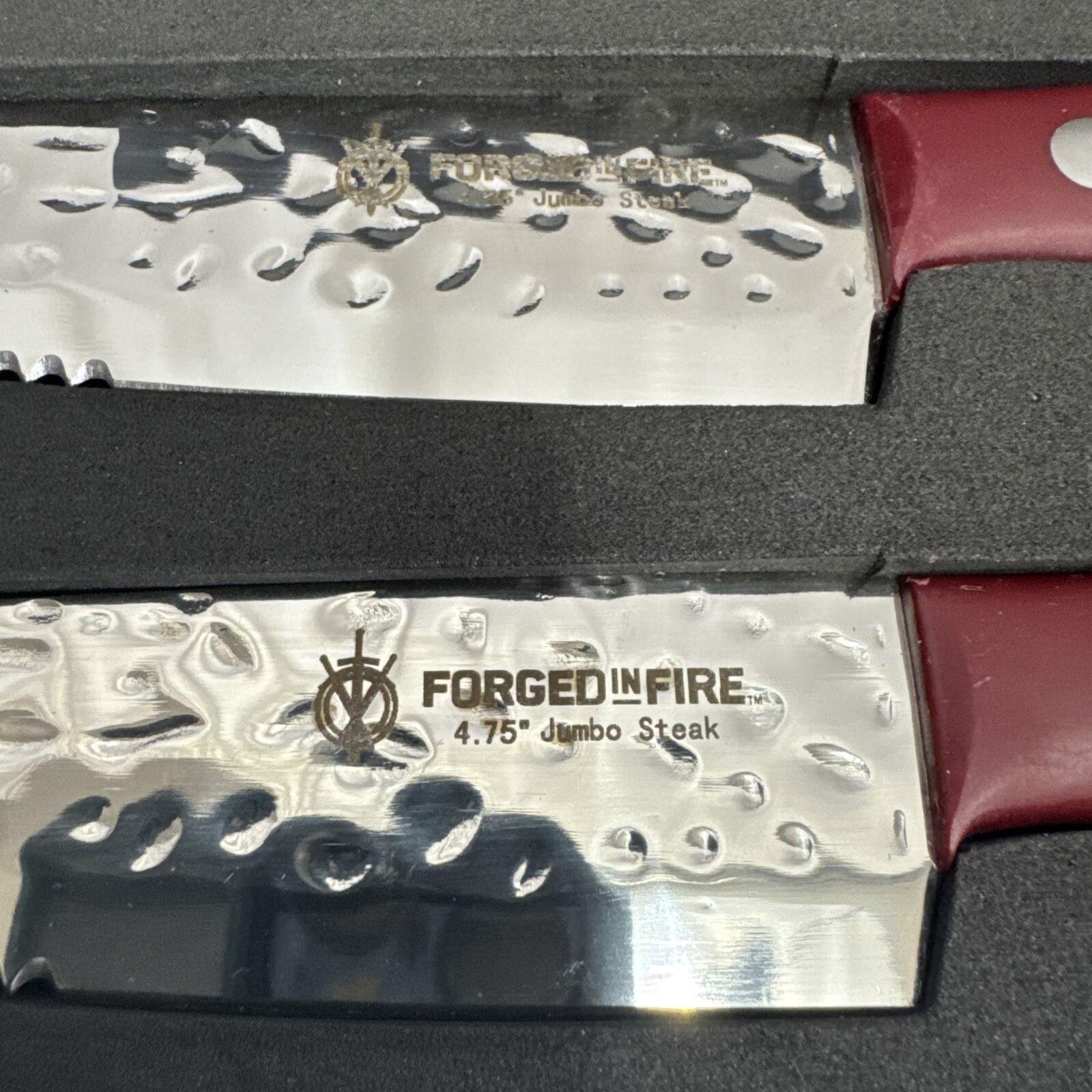 History Forged In Fire 4.75” Jumbo Steak Knife Set Hammered Stainless Steel