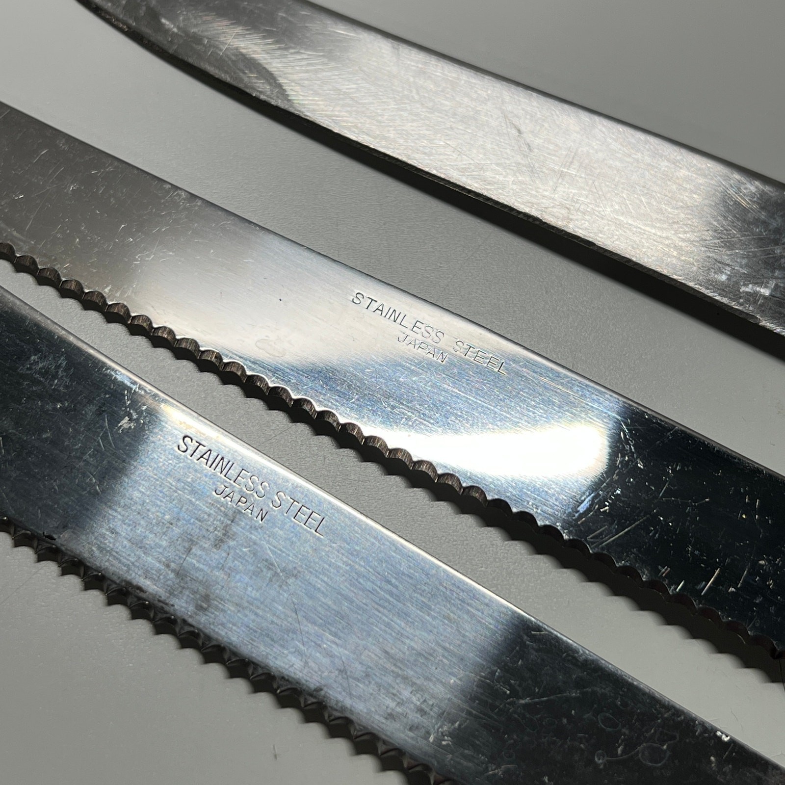 Lot of 3 Vintage Japan Stainless Steel & Wood Handle Kitchen Knives Knife Set