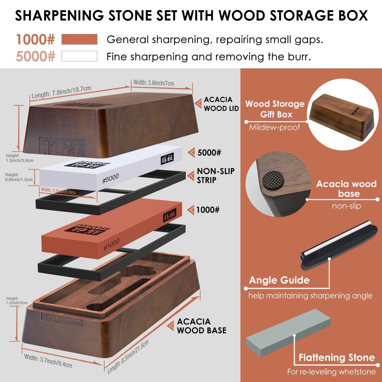 HOSHANHO 8PCS Hand Forged Butcher Set with Storage & 2PCS Sharpening Stone Kit