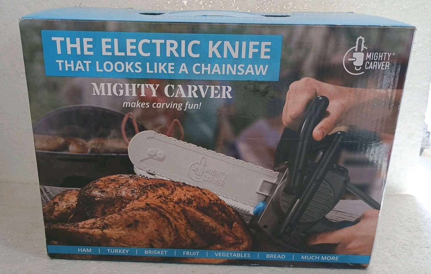 Mighty Carver Electric Knife Chainsaw Stainless Blade Meat Carver EK1126 In Box