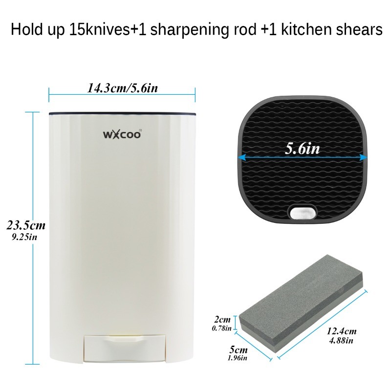 Stainless Steel Kitchen Knife Set with Rack Stand Sharpening Stone 5PCS