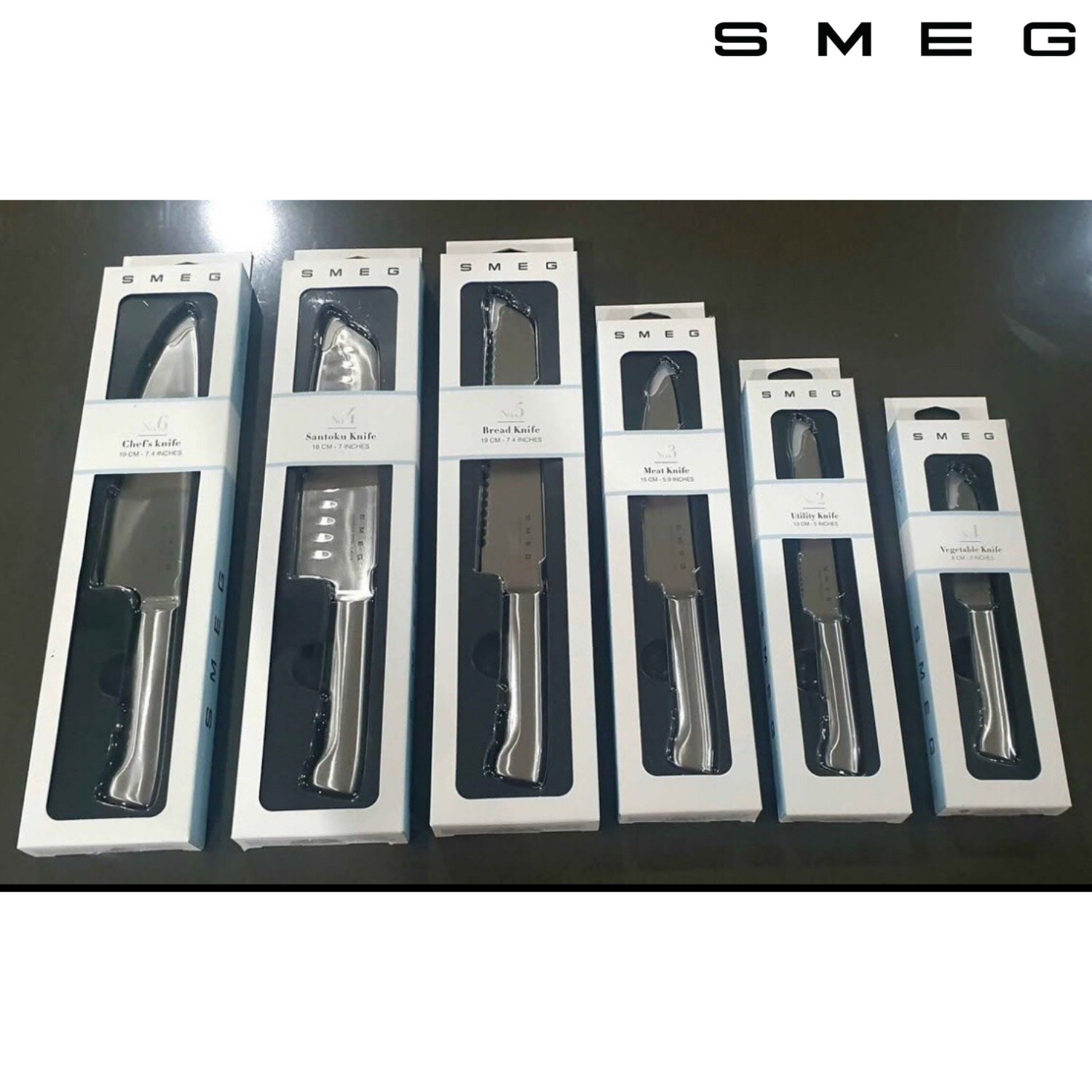 Smeg Knife Block Set 7pcs Stainless Steel Color Cream– Fast Ship Via DHL EXPRESS