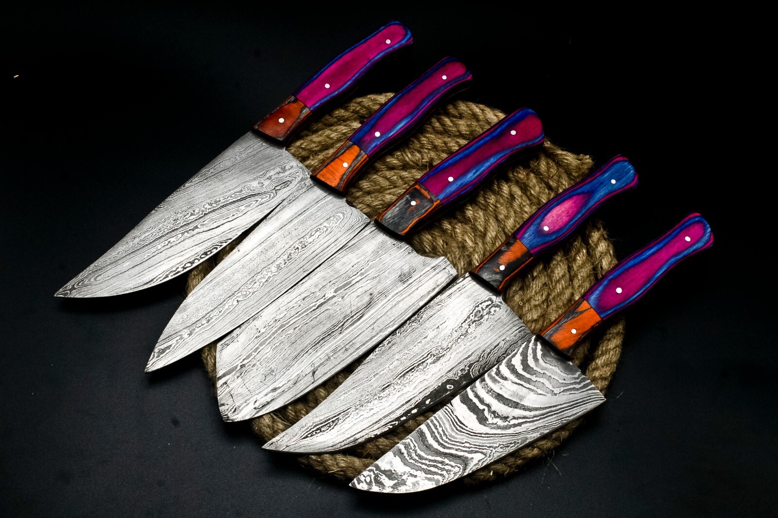 CUSTOM HANDMADE FORGED DAMASCUS STEEL CHEF KNIFE KITCHEN CHEF KNIVES SET