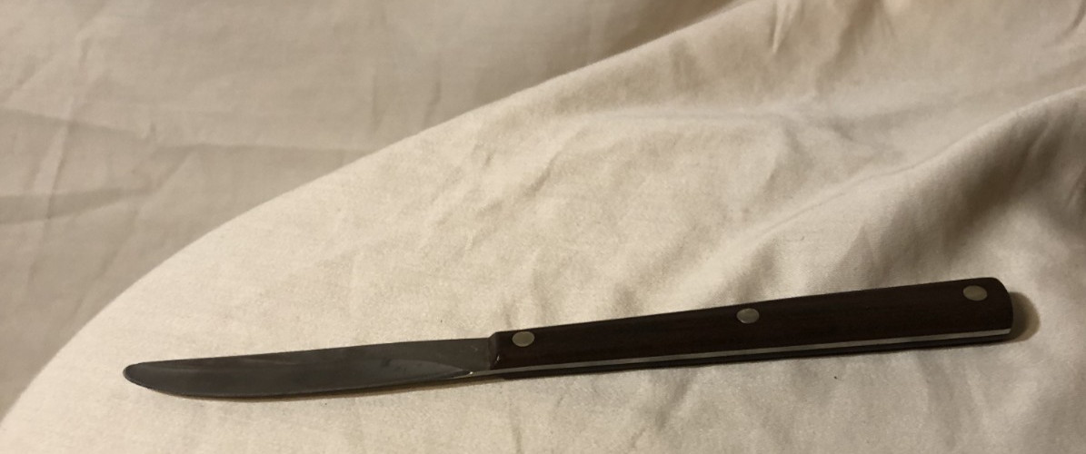 Vintage Cutco Smooth Steak Table Knife 47 Brown/Black Swirl Pat. 2147079 Clean