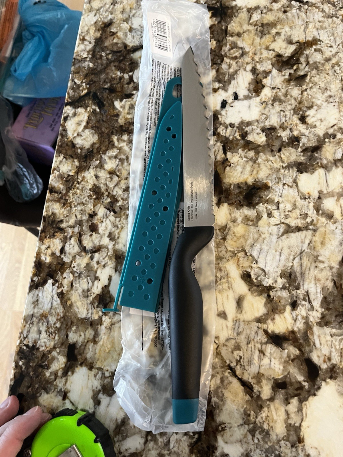 Tupperware A Series Bread Knife Kitchenware w Teal Cover Genuine OEM Unit