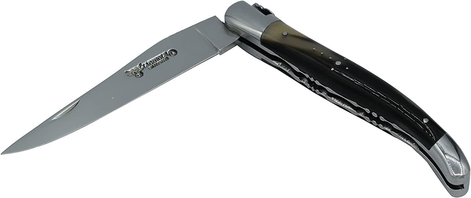 Laguiole En Aubrac Folding Pocket Knife With Flamed Solid Horn Handle, 4.75-In