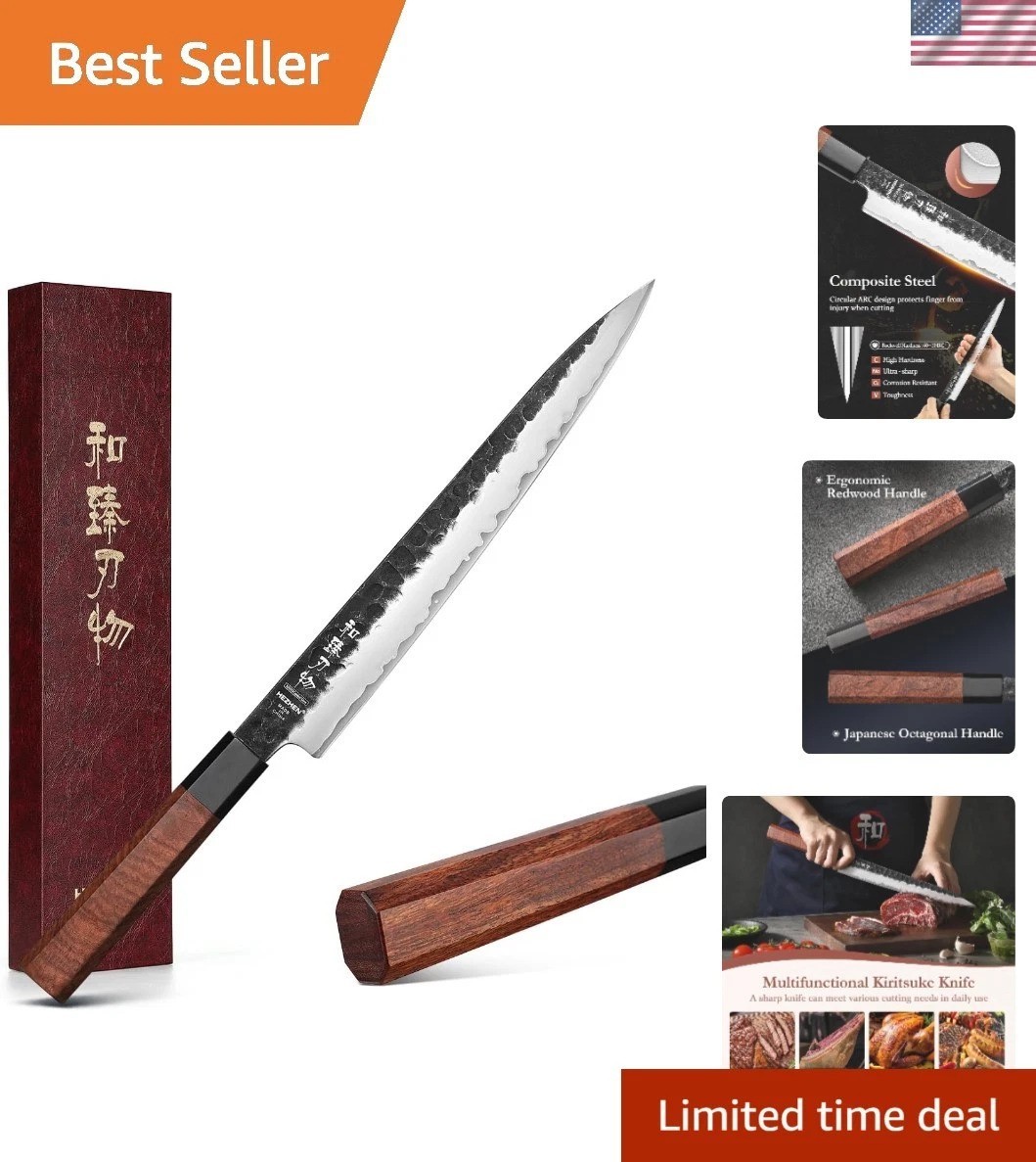 Carving Knife, 10 Inches, Meat Cutting and BBQ Knife, 3 Layers High Carbon Cl…