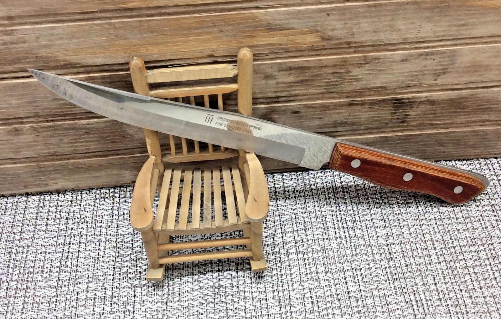 Precision Hollow Ground Carving Knife 8″ Blade Wood Handle Slicing Japan
