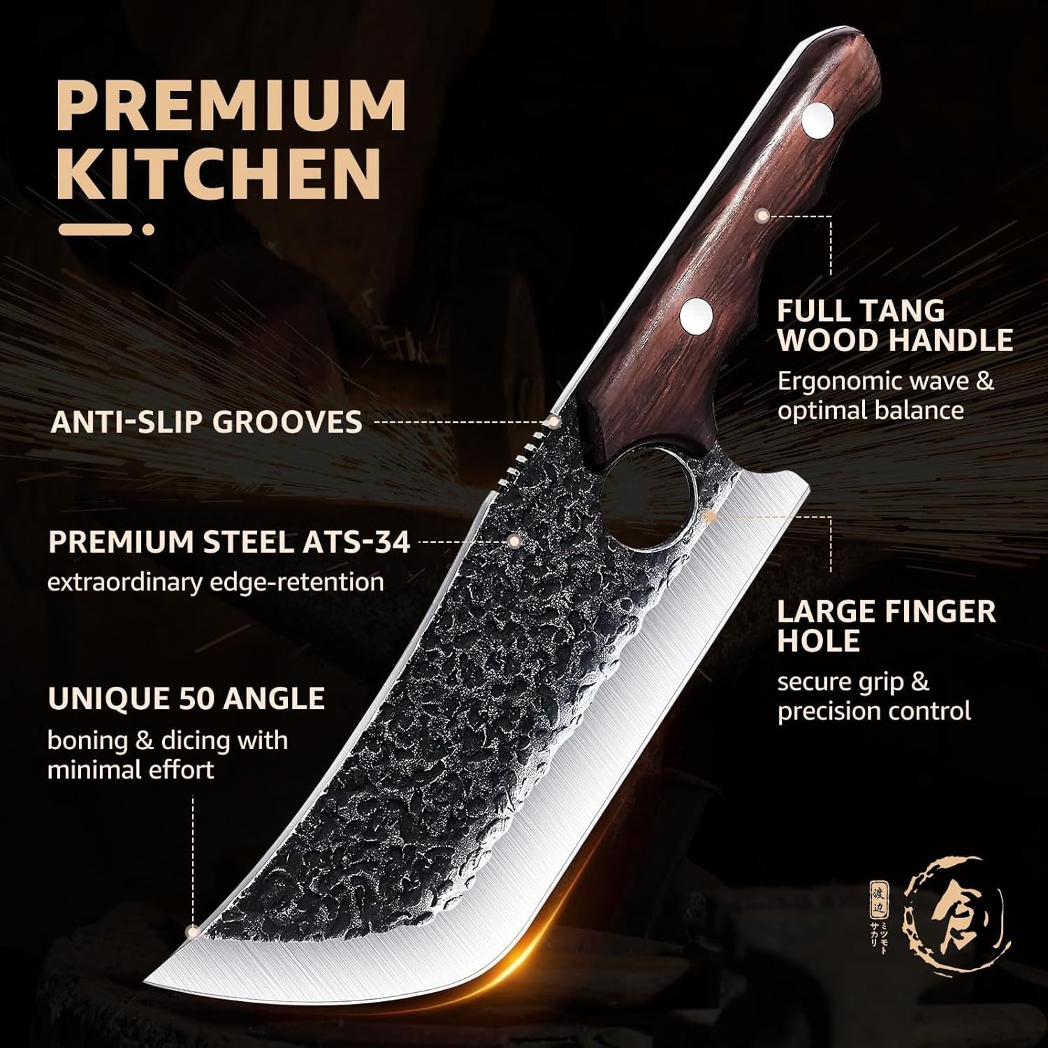 Serbian Chef Knife Set Hand Forged Butcher Knife Set with Bag Brisket & Trimming