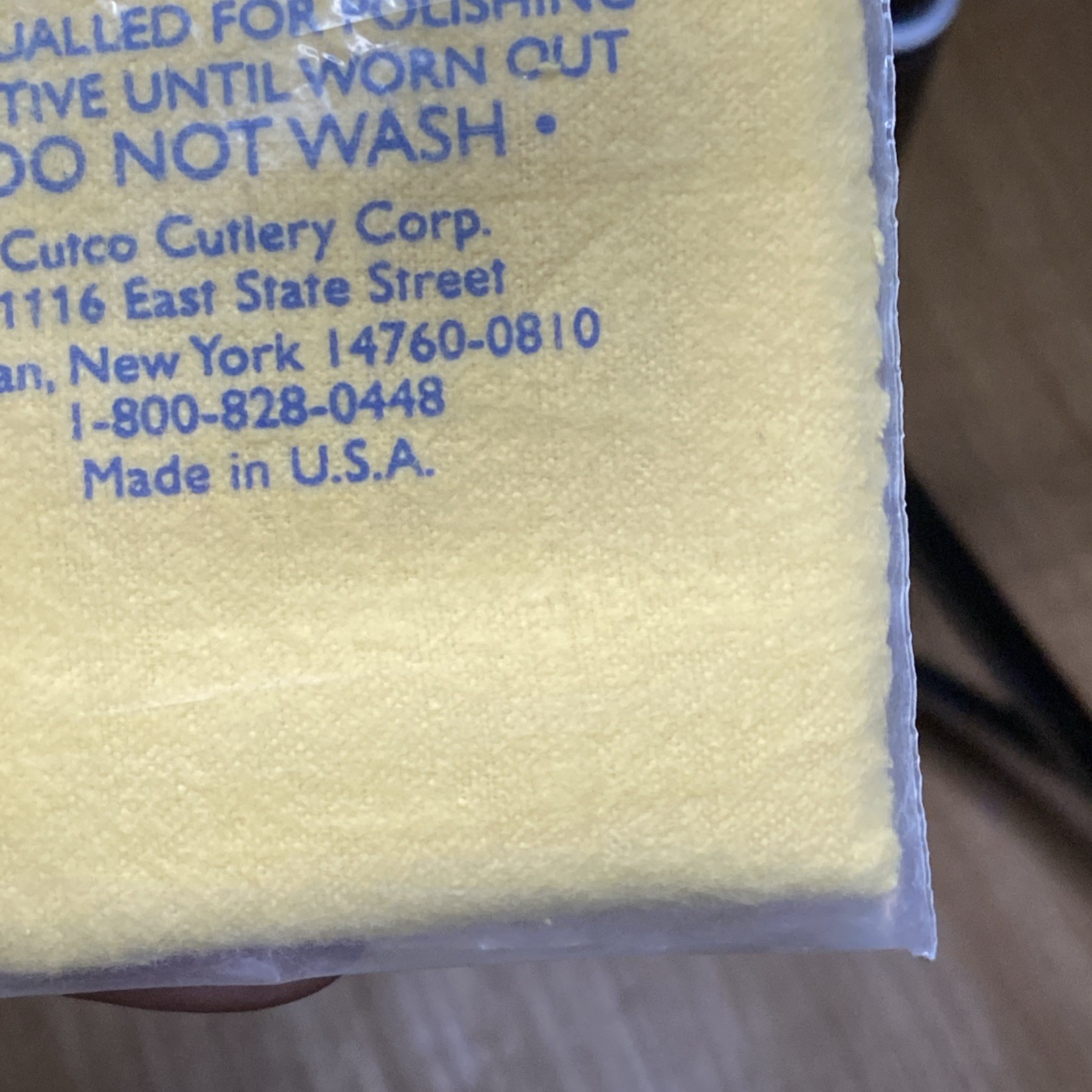 14” x 15” Cutco Cutlery Knives Double Surface Polishing Cloth Yellow USA Vtg EC