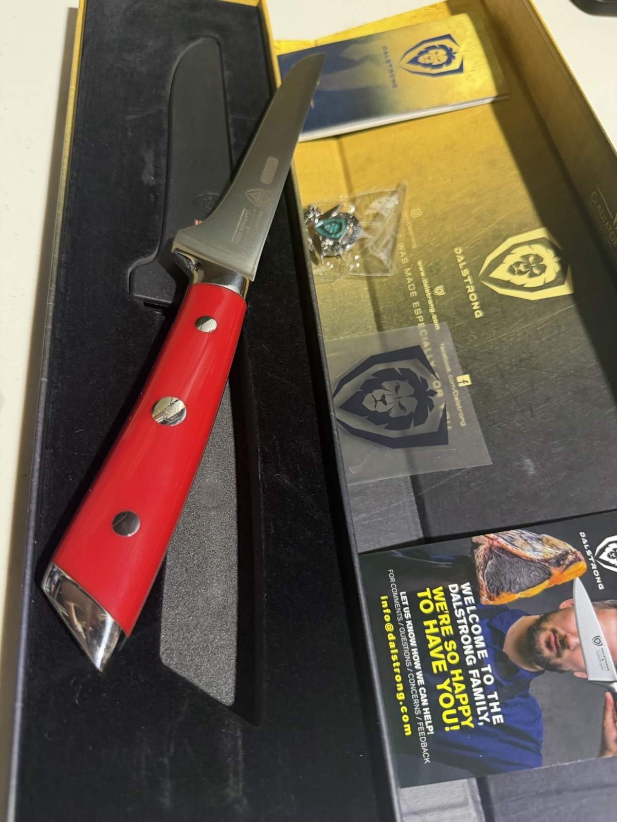 Dalstrong Gladiator Series 6 in Boning Knife Red ABS Handle w/ Sheath